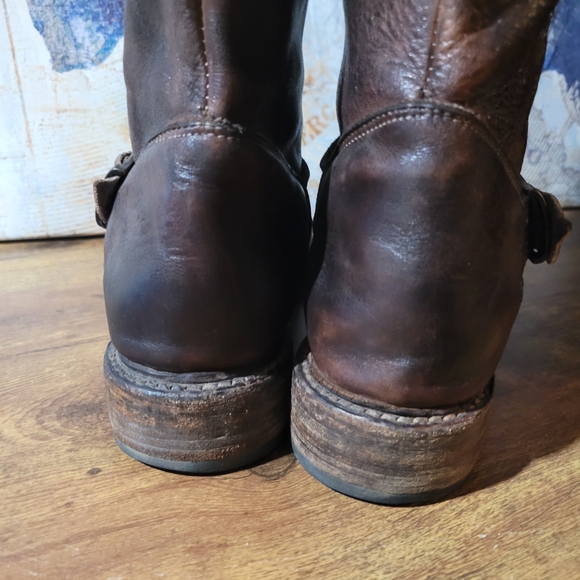 Bed Stu Stunning Distressed Brown Leather Tall Boots with Zippers And Buckle - Picture 6 of 16